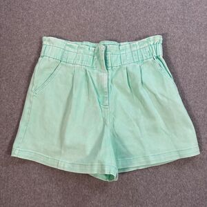 Skies Are Blue Paperbag Denim Shorts Green Size Medium High Rise